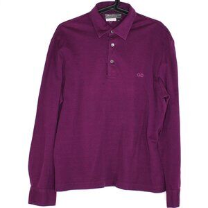 Salvatore Ferragamo Mens XL Embroidered Logo Long Sleeve Polo Shirt N1317